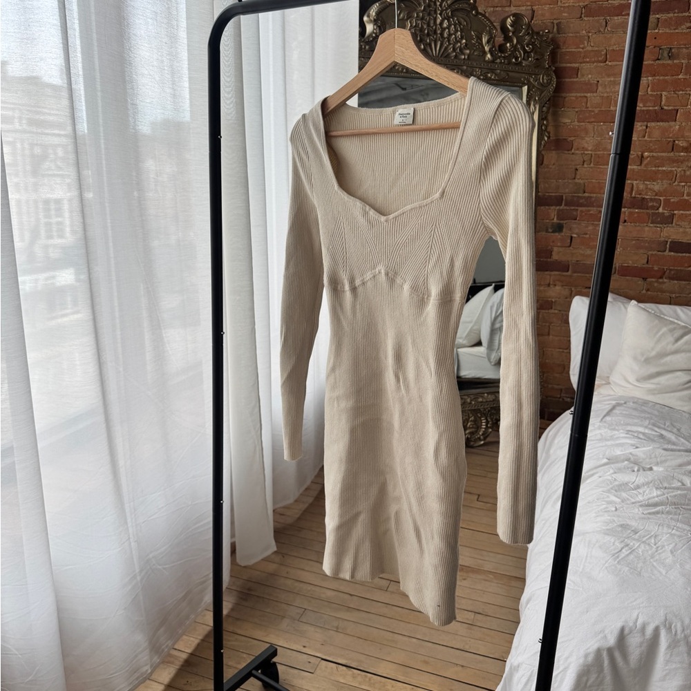 Abercrombie and fitch cream Ribbed Knit Dress